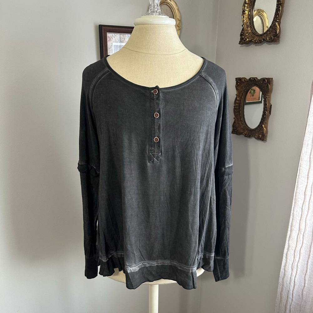 POL Charcoal Long Sleeve Henley